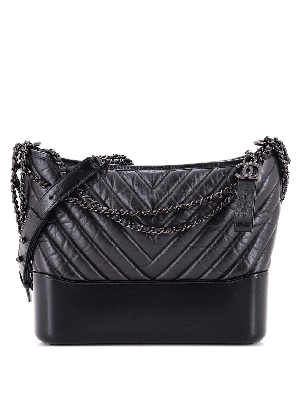 Chanel So Black Gabrielle Hobo Chevron #371031C43B